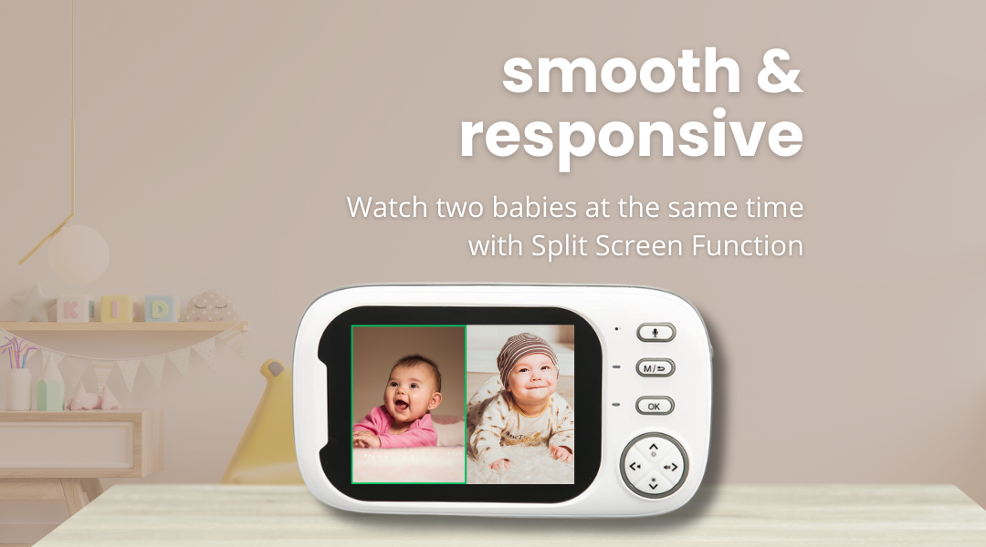 5″ HD baby monitor display with split-screen